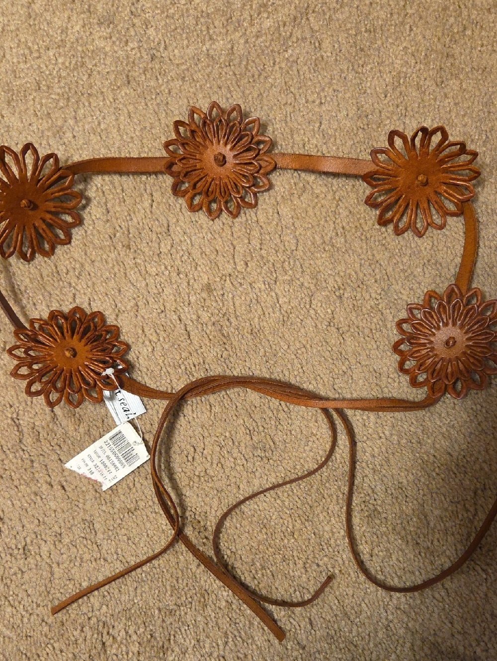 Wet Seal Brown Floral Cutout Tie Belt